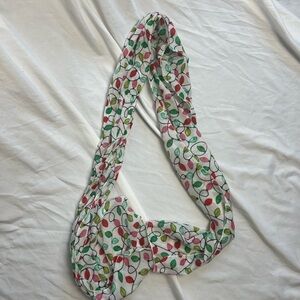 white with colorful holiday light pattern scarf